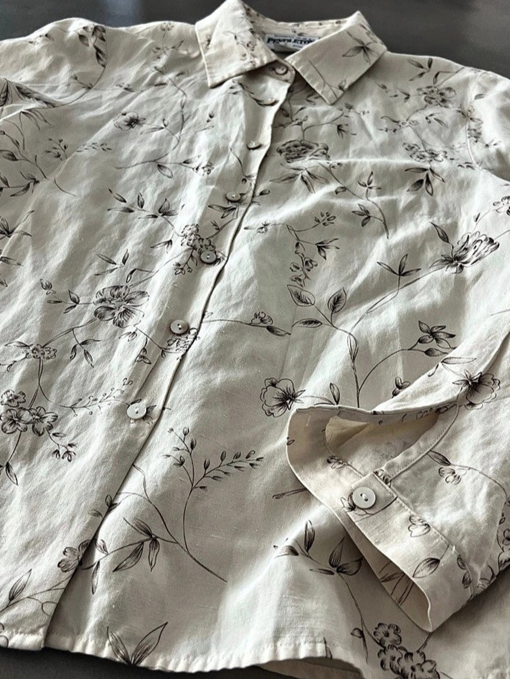 Pendleton Floral Button Down Shirt in Cream & Brown